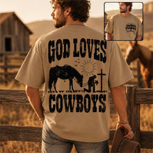 Load image into Gallery viewer, God Loves Cowboys Black Text Adult Shirt
