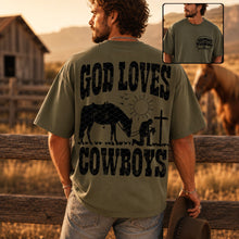 Load image into Gallery viewer, God Loves Cowboys Black Text Adult Shirt
