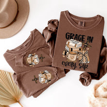 Load image into Gallery viewer, Grace in Every Sip Cross Sleeves Adult Shirt
