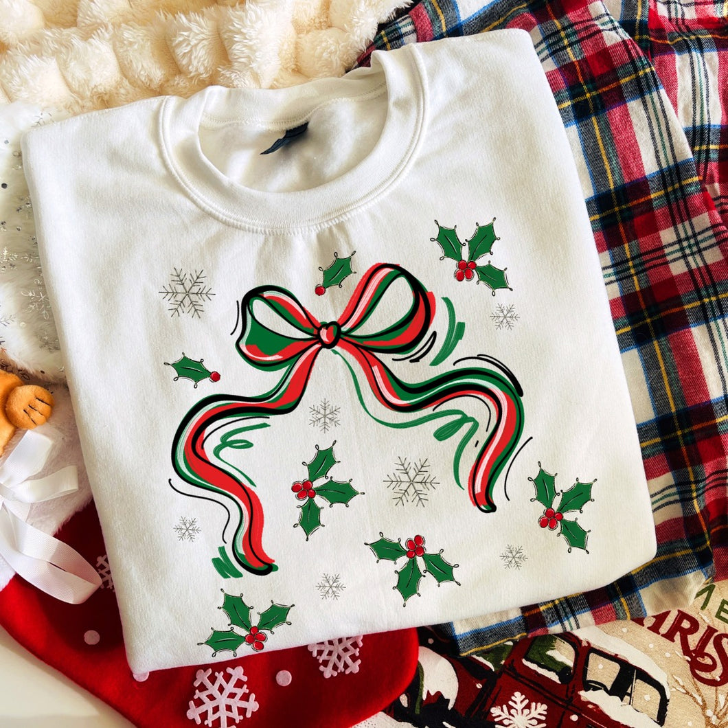 Christmas Bow And Holly Shirt Youth