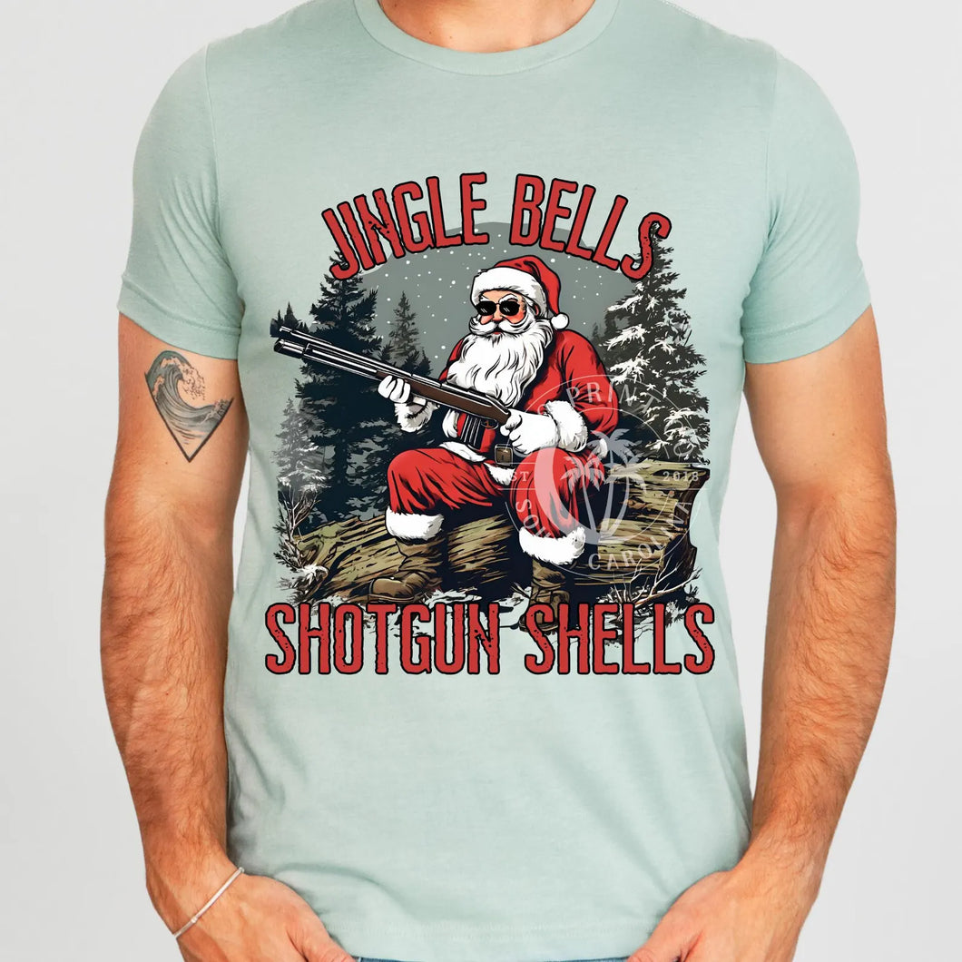 Jingle Bells Shot Gun Shells Adult Shirt