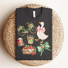 Load image into Gallery viewer, Floral Strawberry Goose Adult Shirt
