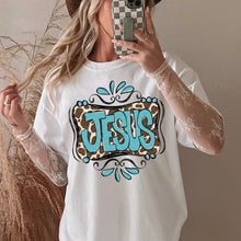Load image into Gallery viewer, Jesus Turquois and Print  Adult Shirt
