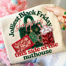 Load image into Gallery viewer, Jolliest Black Friday Shoppers Faux Sequins Adult Shirt

