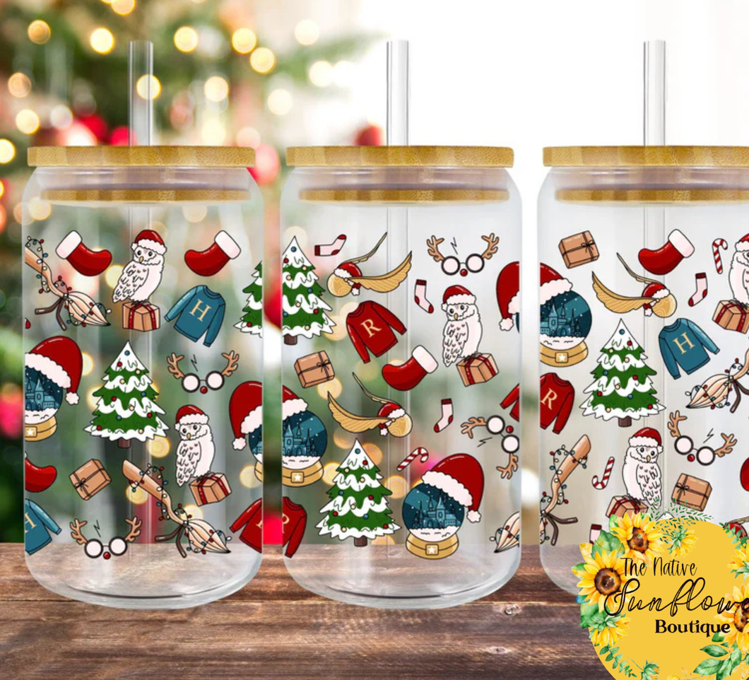Magical Wizard Christmas Glass Cup