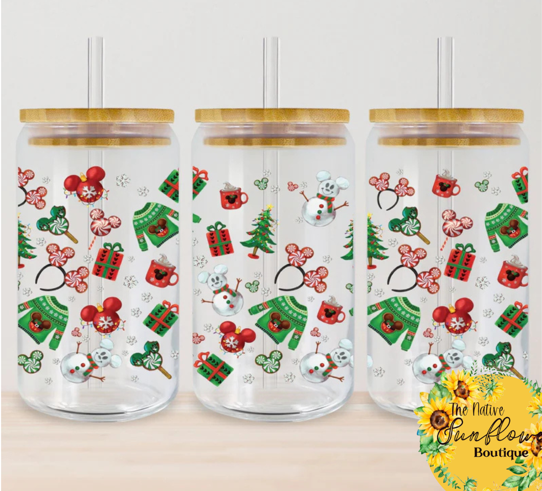 Magical Mouse Christmas Glass Cup