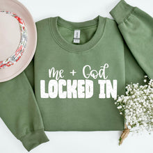 Load image into Gallery viewer, Me &amp; God Locked In *White Text* Adult Shirt
