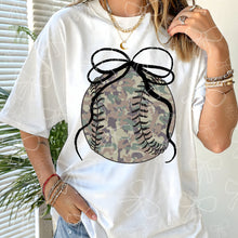 Load image into Gallery viewer, CAMO Baseball W/ Bow Youth Shirt

