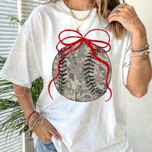 Load image into Gallery viewer, CAMO Baseball W/ Bow Youth Shirt
