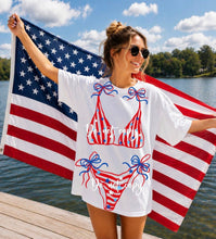 Load image into Gallery viewer, Stars &amp; Stripes bikini Swimsuit Adult Shirt
