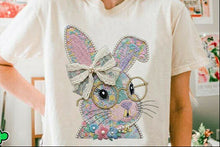 Load image into Gallery viewer, Bunny w/Pearls Faux Embroidery Adult  Shirt
