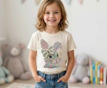 Load image into Gallery viewer, Bunny w/Pearls Faux Embroidery Youth Shirt
