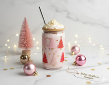 Load image into Gallery viewer, Red Gold Pink Trees Glass Cup
