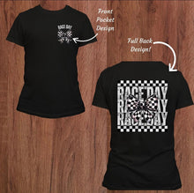 Load image into Gallery viewer, RACE DAY BOW POCKET FULL BACK CHECKARD Adult Shirt
