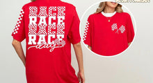 Load image into Gallery viewer, RACE DAY FLAG POCKET WHITE WRITING Adult Shirt
