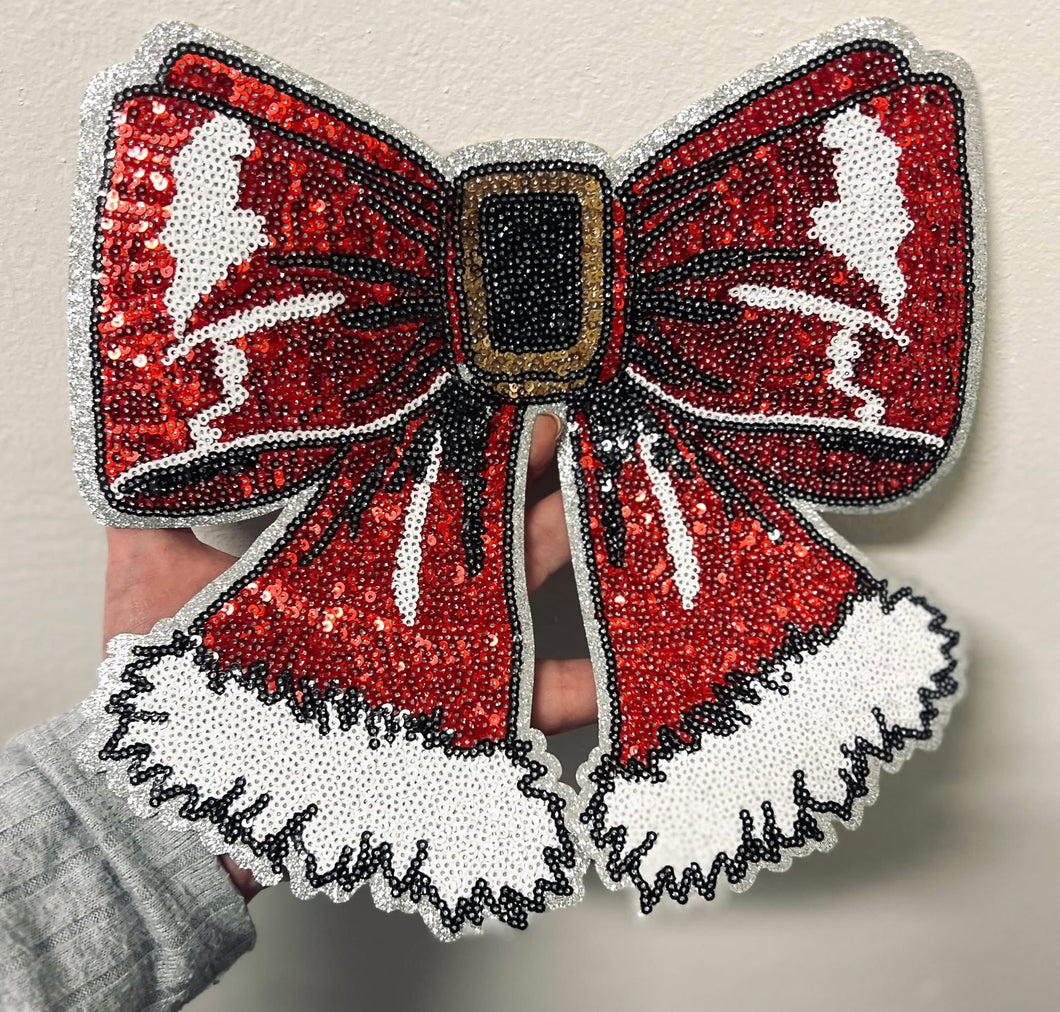 Santa Bow Sequins Patch Crewneck Adult